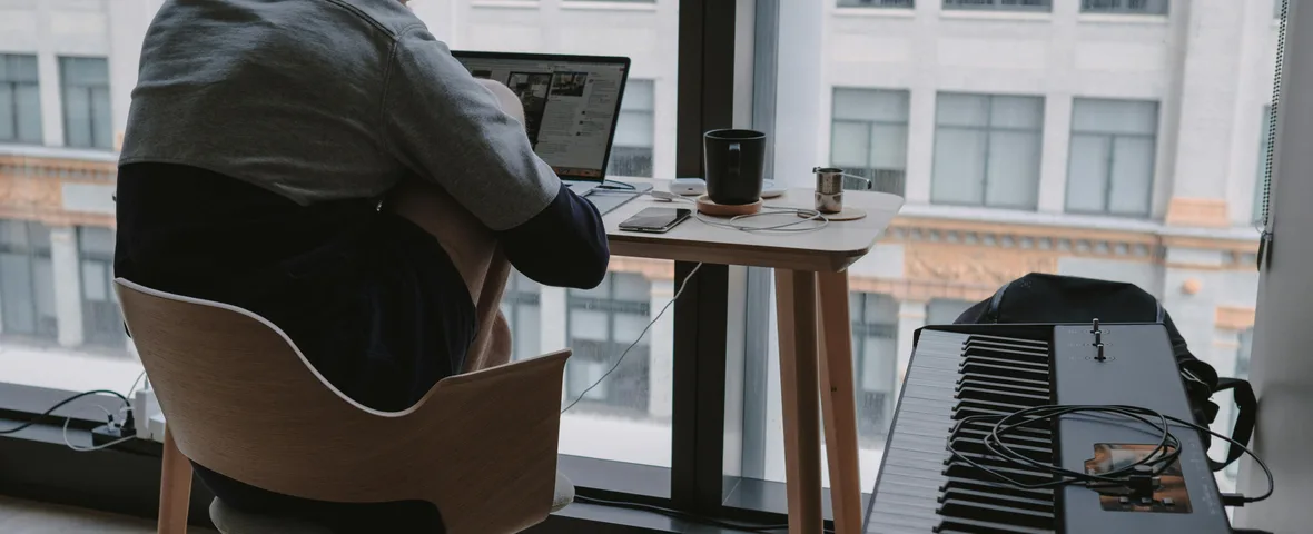 Person working from home at desk in Australian home office